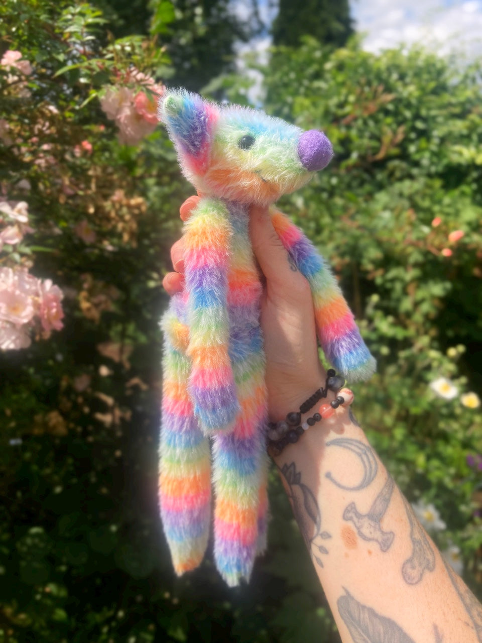 RAINBOW SHERBET FLUFFY FOX - Handmade Weighted Plush Fox Doll