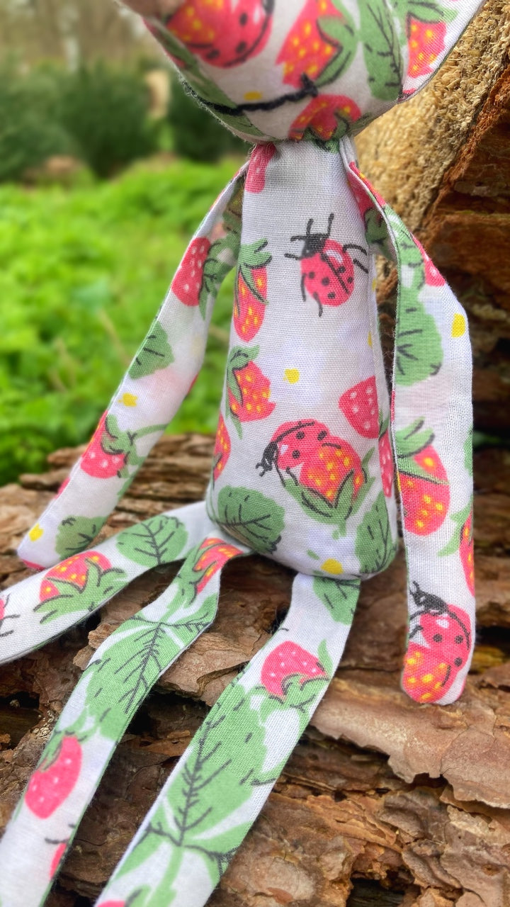 STRAWBERRY FIELDS FOX CUB - Handmade Weighted Cotton Fox Doll