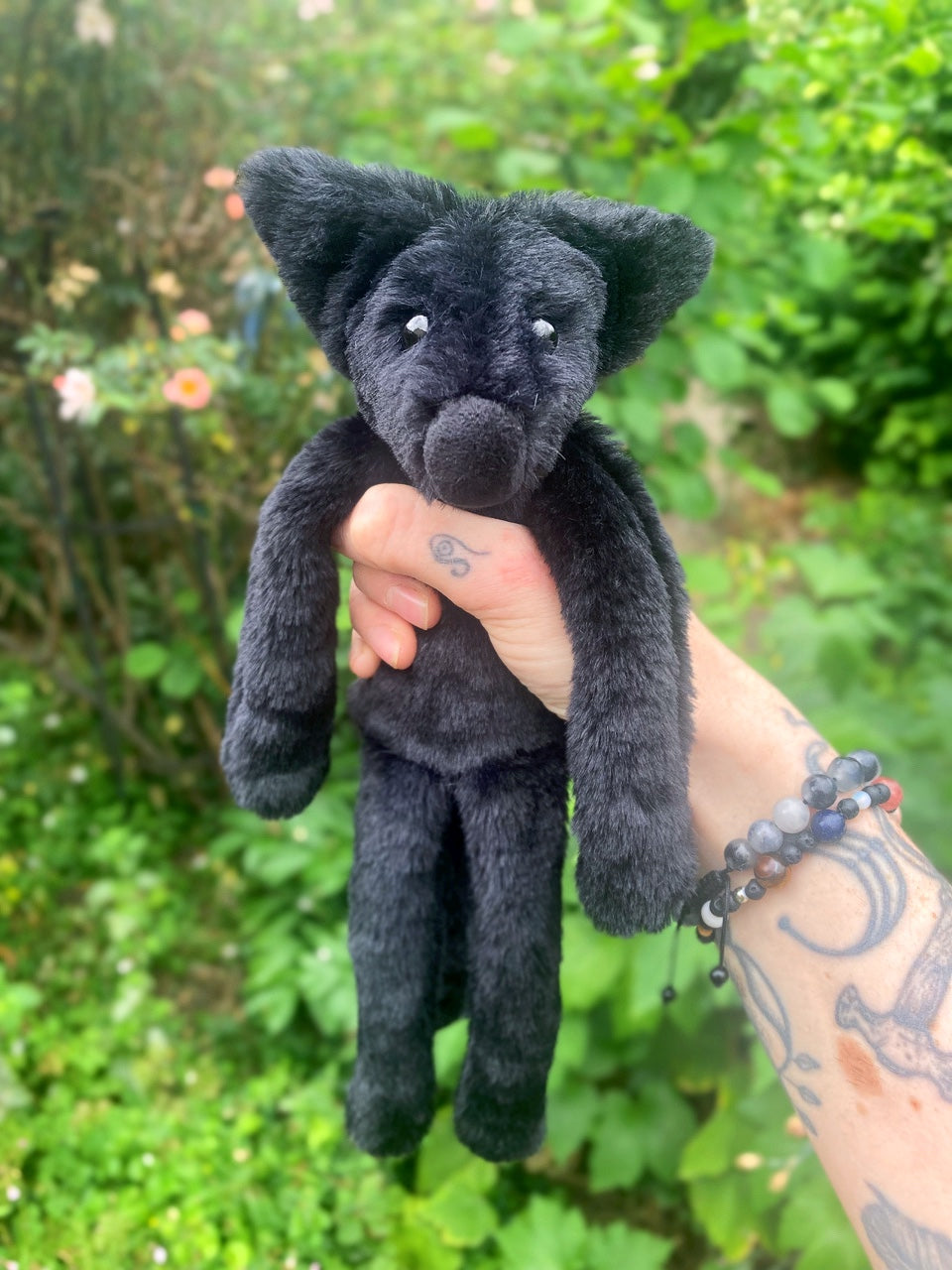 ‘OBSIDIAN’ - Handmade Luxury Weighted Plush Fluffy Fox Doll