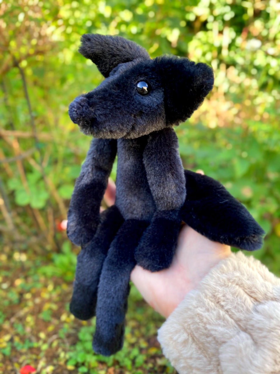 ONYX FOX - Handmade Luxury Weighted Plush Fluffy Fox Doll