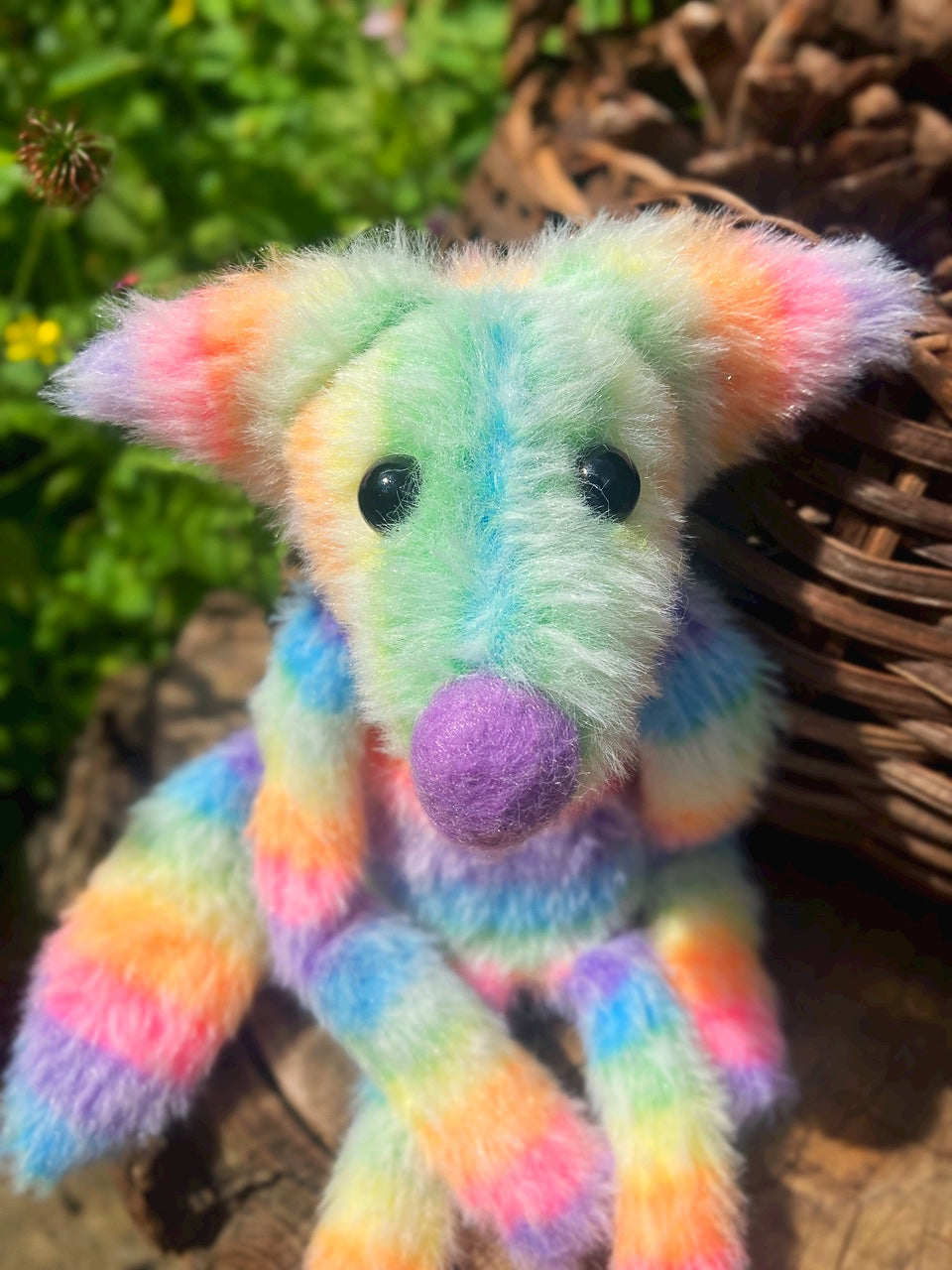 RAINBOW SHERBET FLUFFY FOX (G) - Handmade Weighted Plush Fox Doll