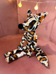 CALICO LEOPARD FUZZY FOX - Handmade Luxury Weighted Plush Fluffy Fox Doll