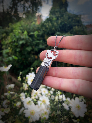 🦇CARPE NOCTEM🦇 Handmade Sterling Silver Bat Necklace with Black Tourmaline