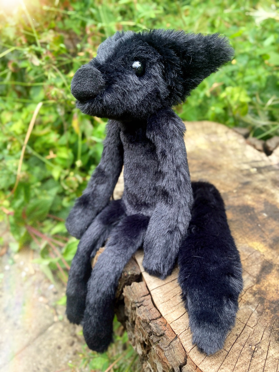 ‘ONYX’ (2) - Handmade Luxury Weighted Plush Fluffy Fox Doll