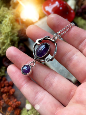 COSMIC FLOW Handmade Sterling Silver Necklace with Amethyst