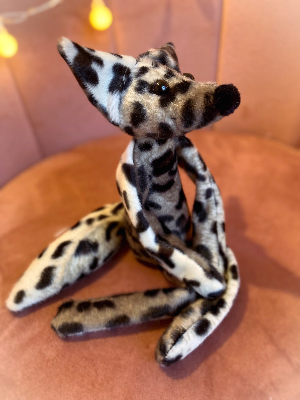 SNOW LEOPARD FUZZY FOX - Handmade Luxury Weighted Plush Fluffy Fox Doll