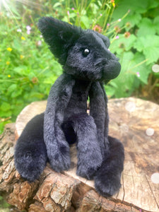 ‘OBSIDIAN’ - Handmade Luxury Weighted Plush Fluffy Fox Doll