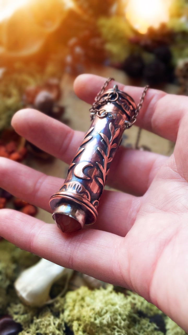 WITCHES VIAL Handmade Recycled Copper Stash Box Necklace