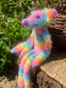 RAINBOW SHERBET FLUFFY FOX (E) - Handmade Weighted Plush Fox Doll