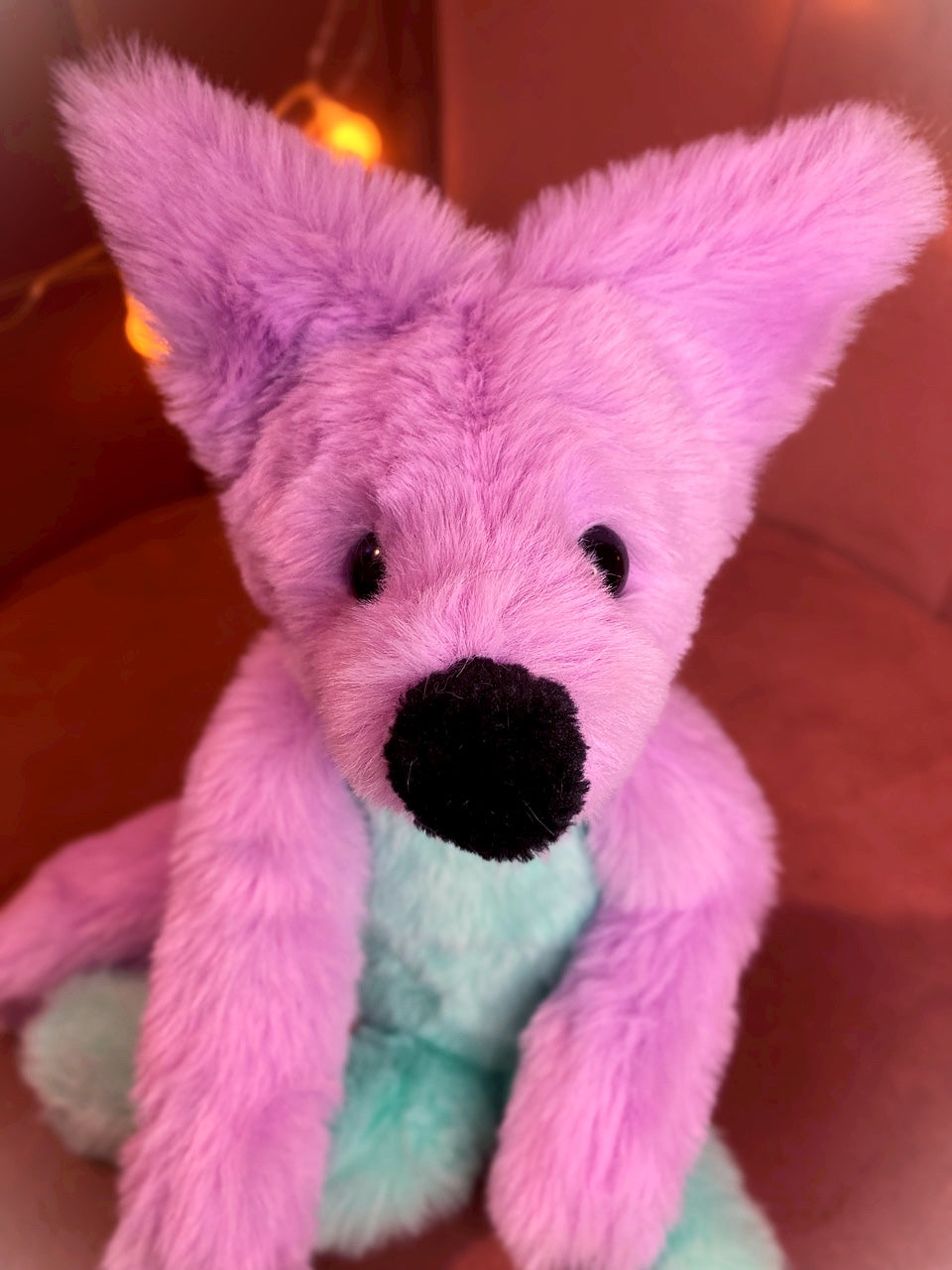 COSMIC COLOURBLOCK FOX (B) - Handmade Luxury Weighted Plush Fluffy Fox Doll