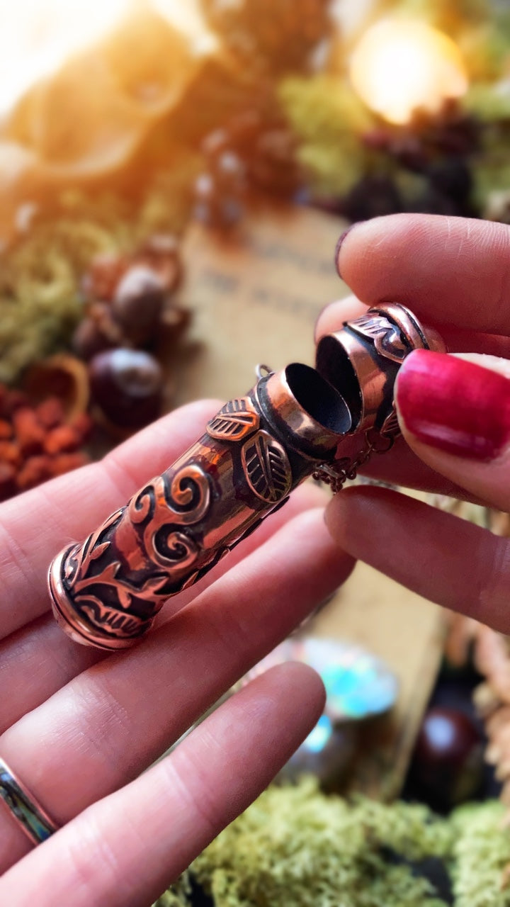 WITCHES VIAL Handmade Recycled Copper Stash Box Necklace