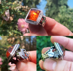 🍁SEASON OF THE WITCH🍁Handmade Sterling Silver Ring with Baltic Amber ~ Size N