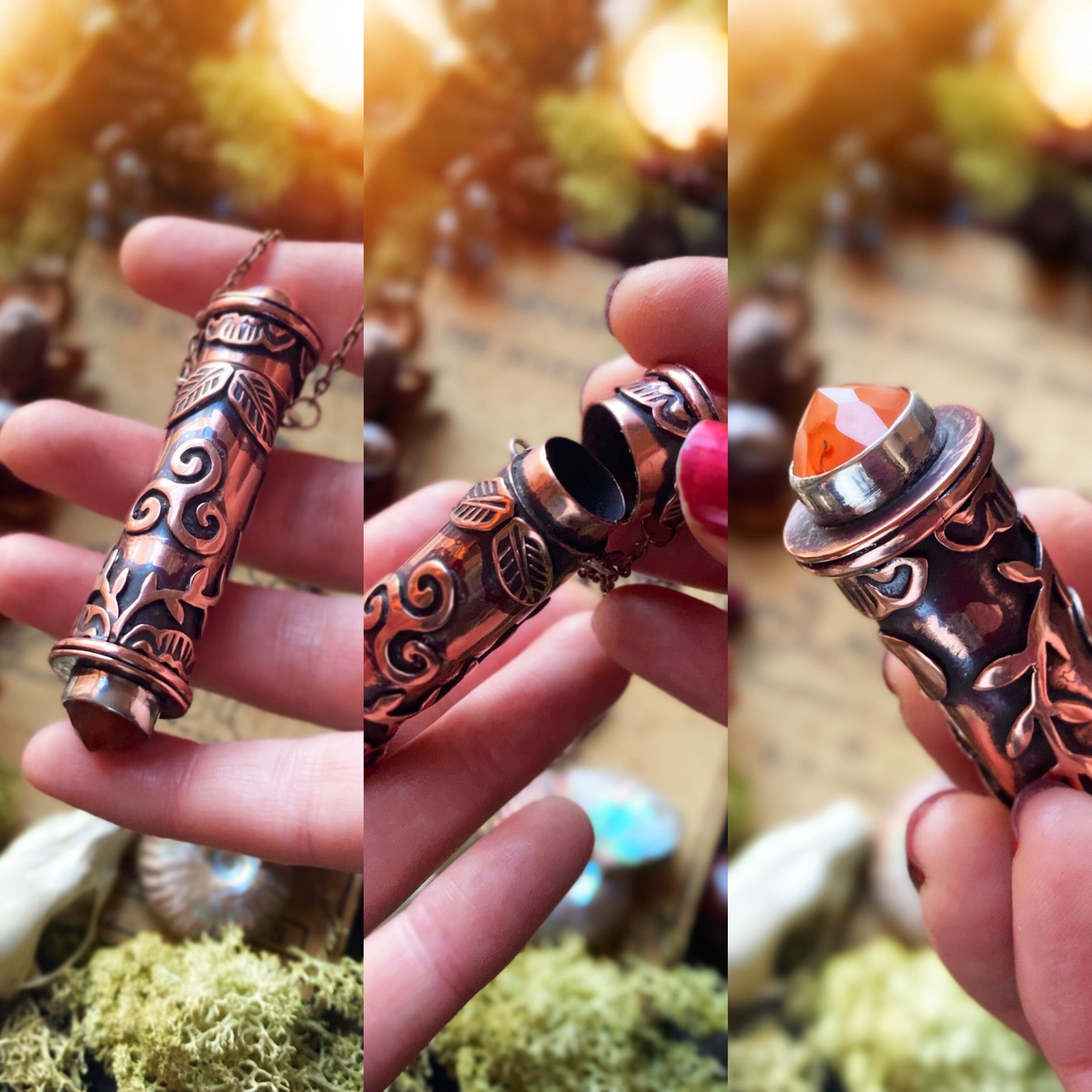 WITCHES VIAL Handmade Recycled Copper Stash Box Necklace