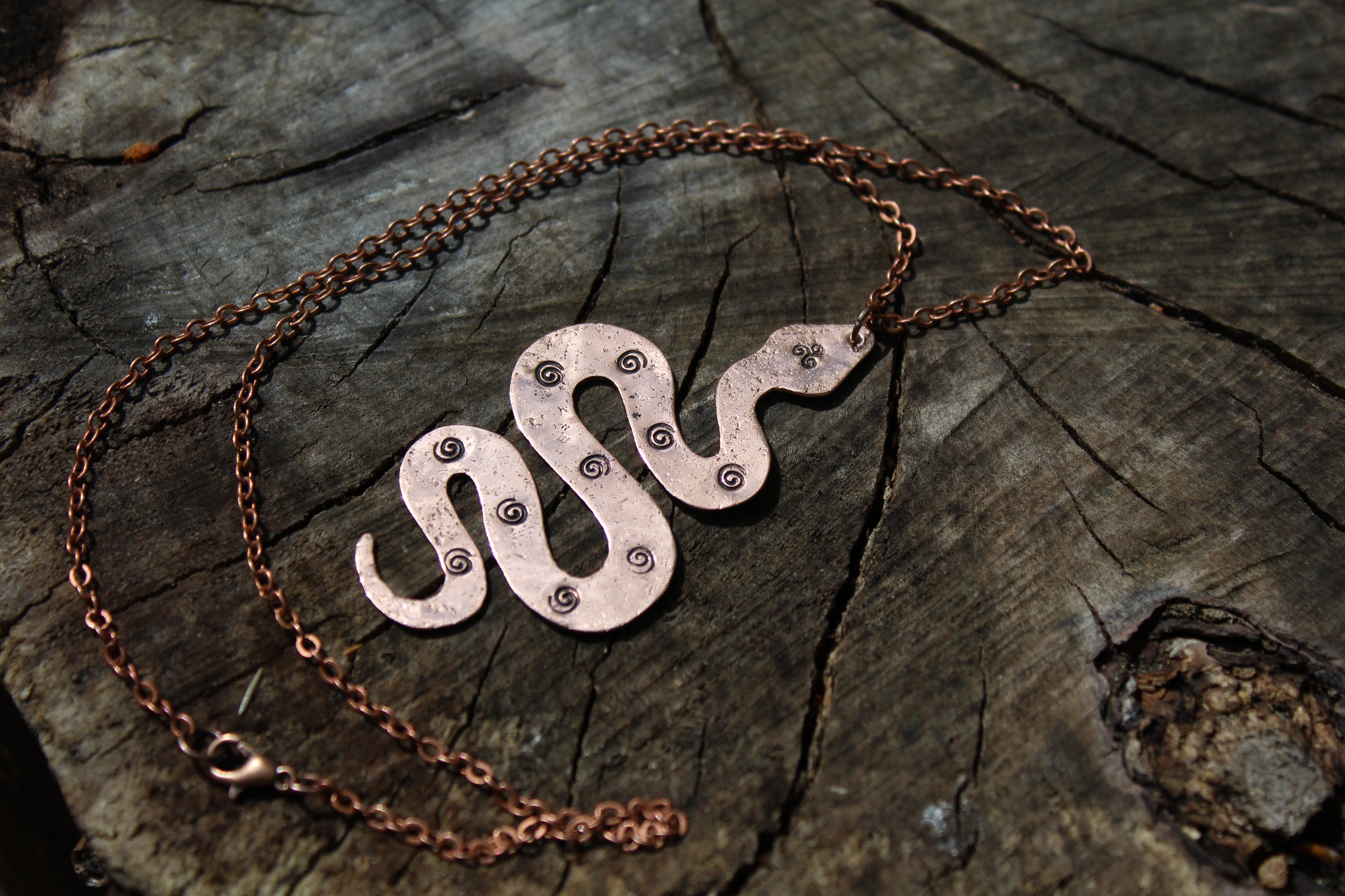 COSMIC SERPENT Handmade Recycled Copper Necklace
