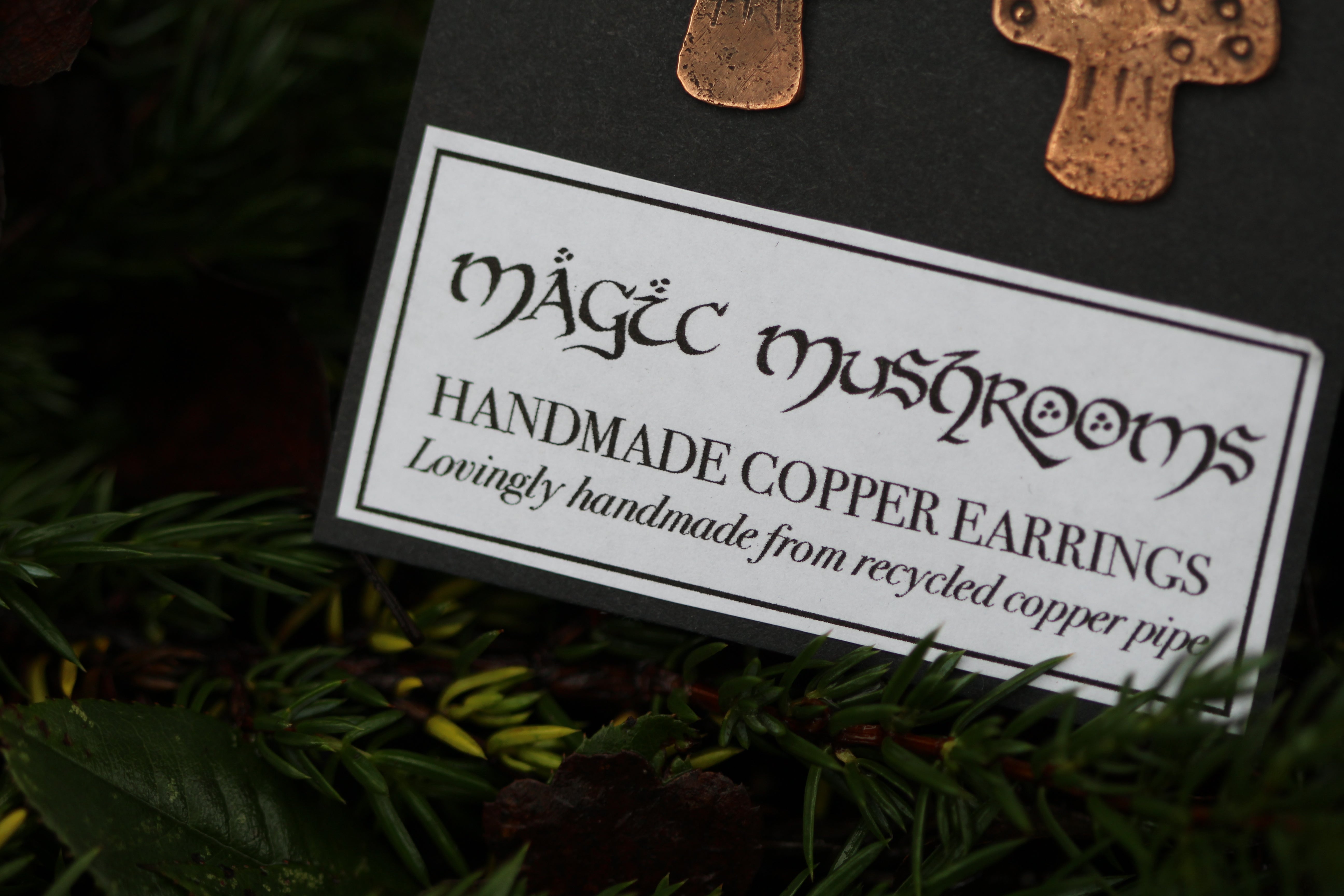 MAGIC MUSHROOMS Handmade Copper Earrings