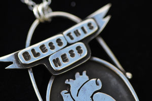BLESS THIS MESS Handmade Sterling Silver Anatomical Heart Necklace