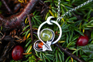 WILD WOODS Sterling Silver Necklace with Amber & Peridot