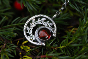 MOONFIRE Sterling Silver Necklace with Amber