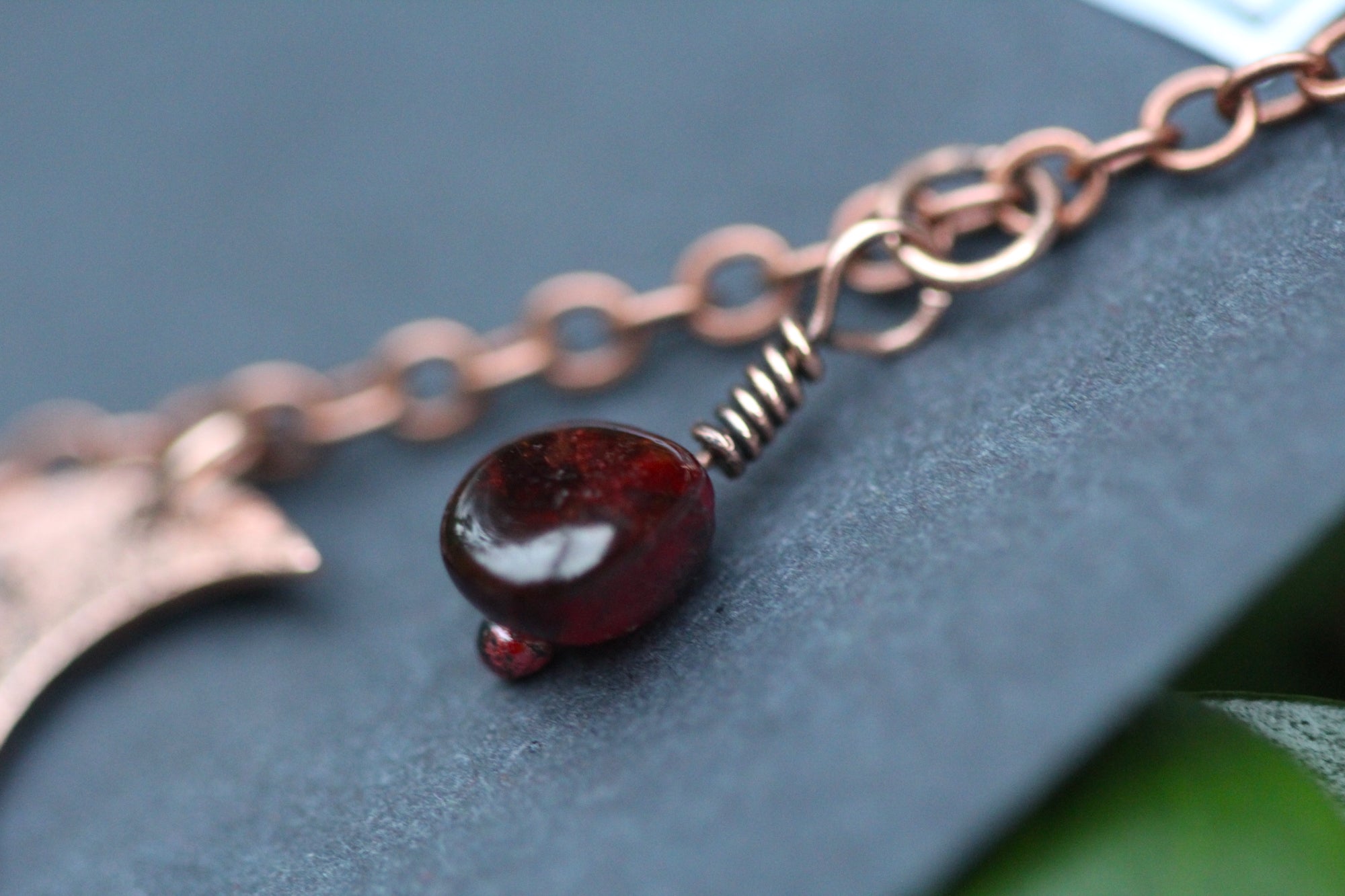 BLOOD MOON GODDESS Handmade Copper Necklace with Garnet