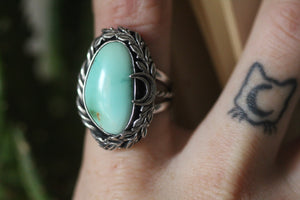 HARVEST MOON Natural Blue Gem Turquoise Ring, Size O/7