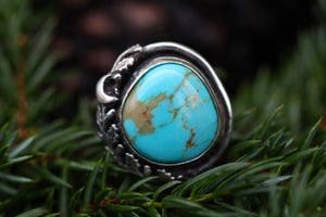 BLUE MOON Sterling Silver & Kingman Turquoise Ring, Size N/6.5