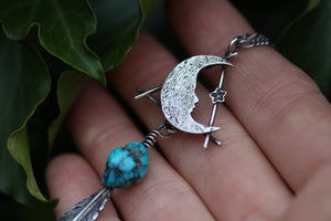 MOONFIRE Sterling Silver Necklace with Natural American Turquoise