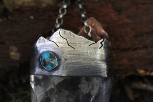 MOUNTAIN GOLD Pyrite included Quartz & Sleeping Beauty Turquoise Necklace