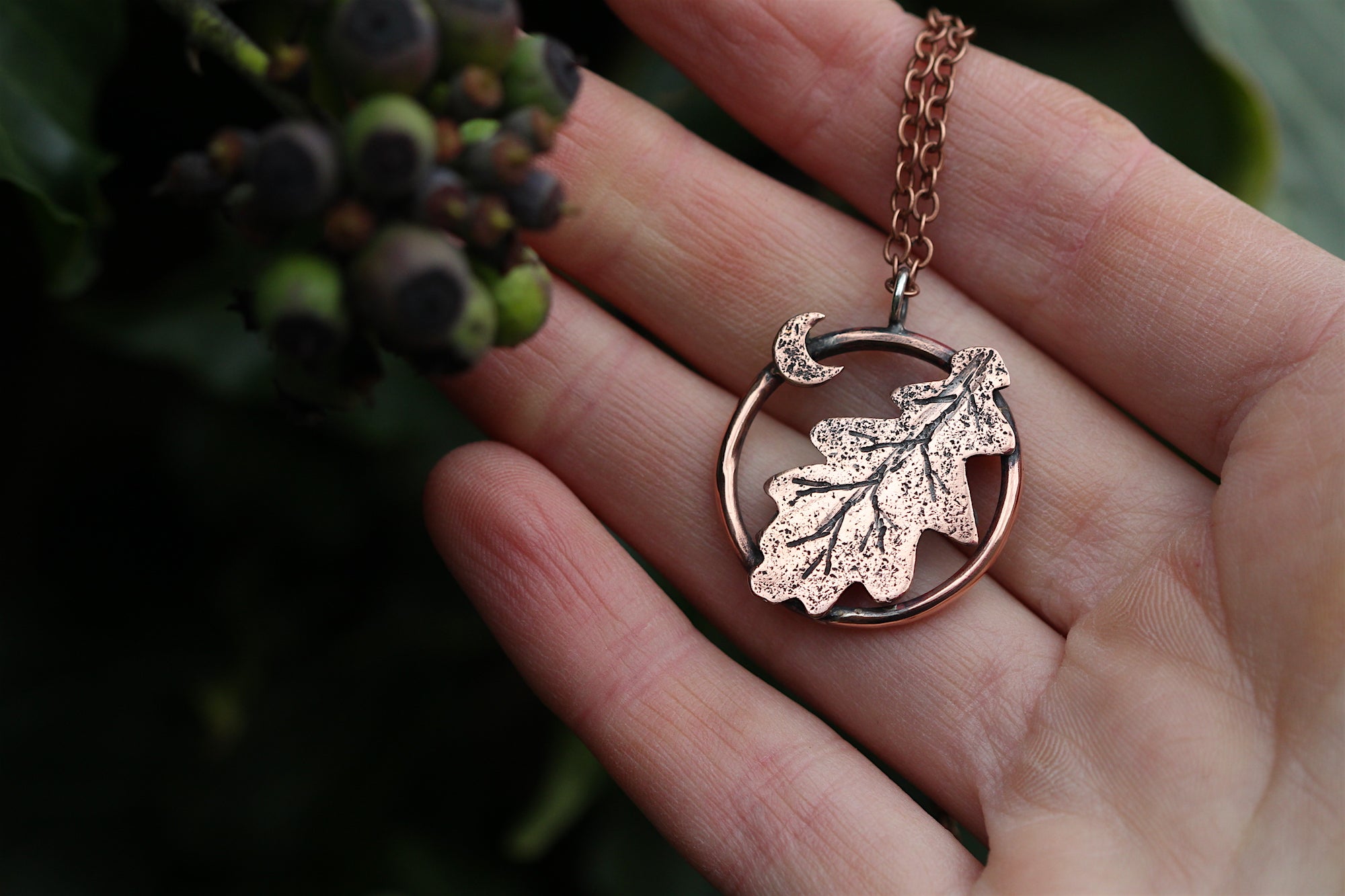 DRYAD Handmade Copper Oak Leaf Necklace