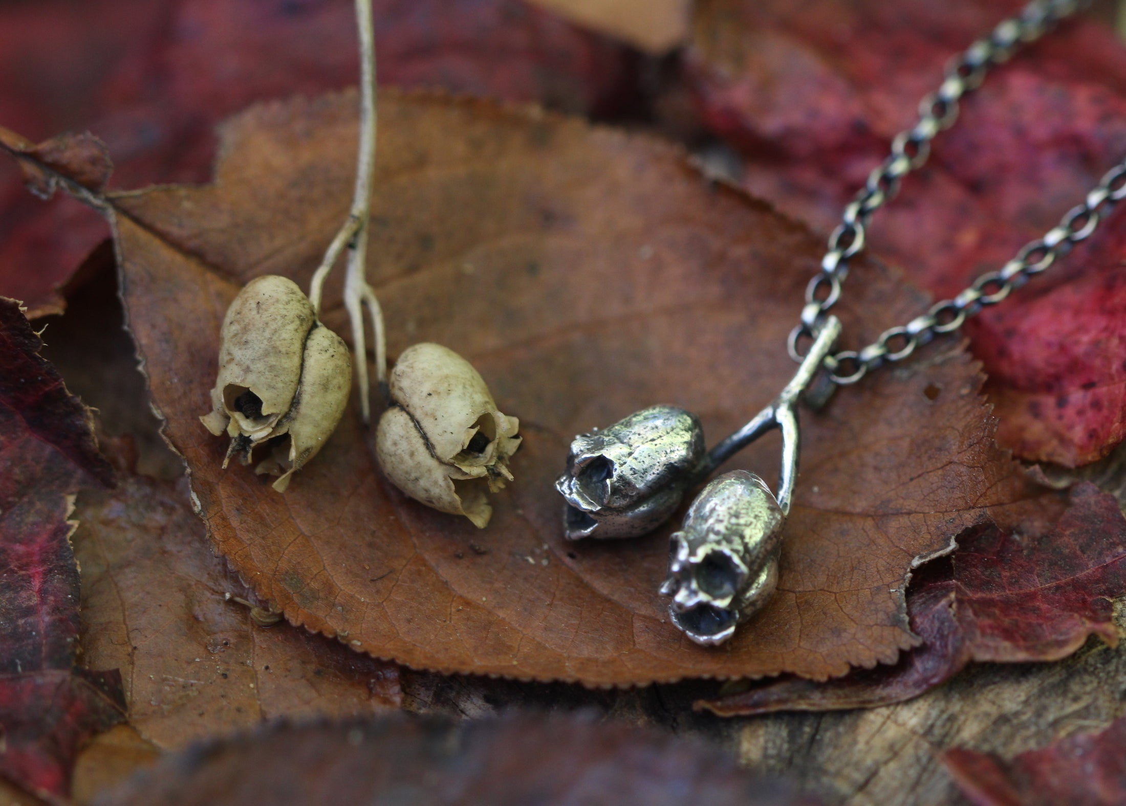 PIXIE SKULLS Snapdragon Seed Pod Sterling Silver Necklace *last one available*