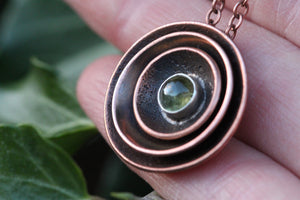 RESONANCE Handmade Copper & Sterling Silver Necklace with Peridot