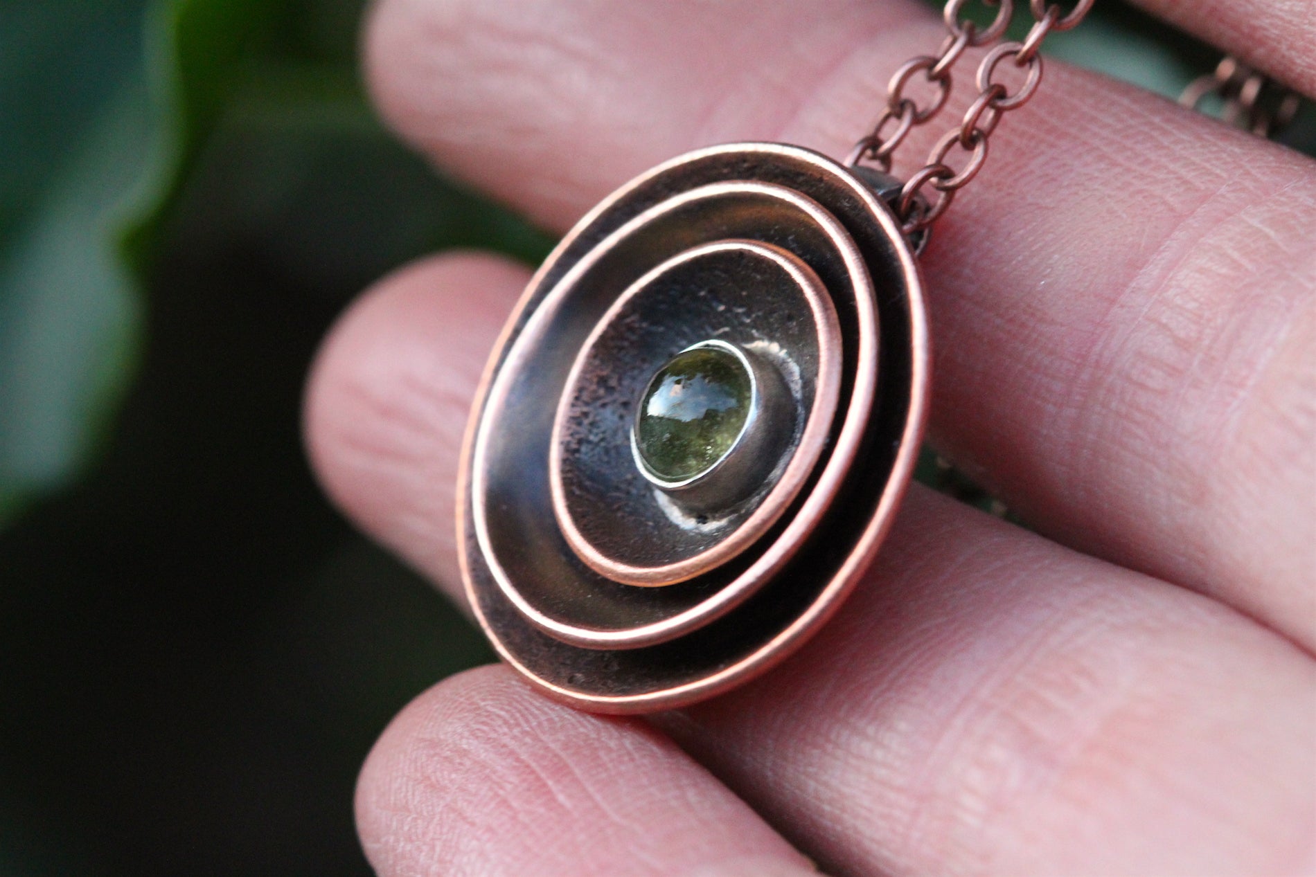 RESONANCE Handmade Copper & Sterling Silver Necklace with Peridot