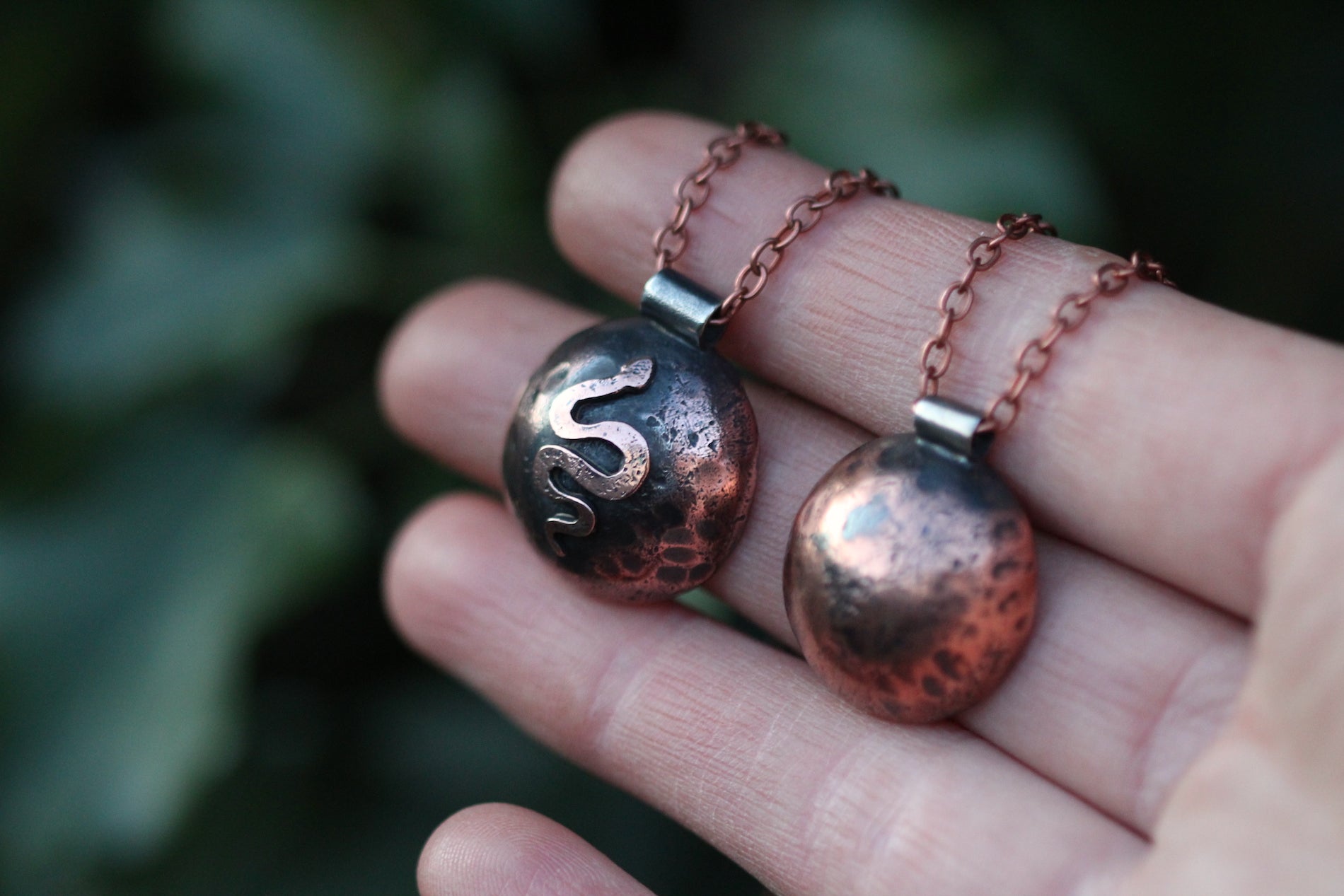 DARK MOON Handmade Copper & Sterling Silver Necklace