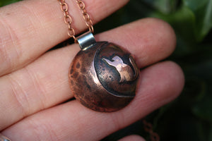 LUNAR FAMILIAR ~ CAT I ~ Handmade Copper & Sterling Silver Necklace