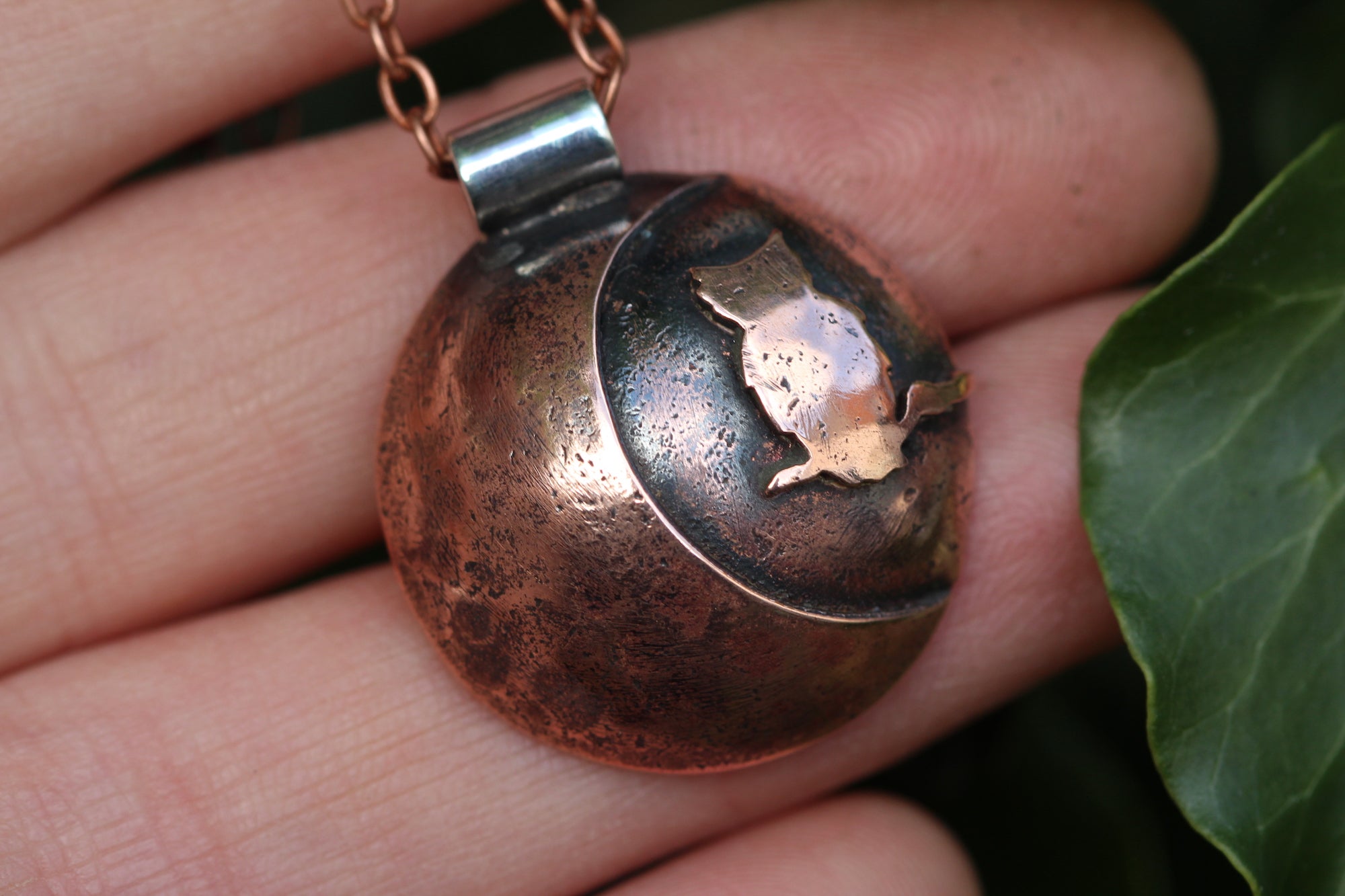 LUNAR FAMILIAR ~ OWL I ~ Handmade Copper & Sterling Silver Necklace