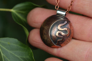 LUNAR FAMILIAR ~ SERPENT I ~ Handmade Copper & Sterling Silver Necklace