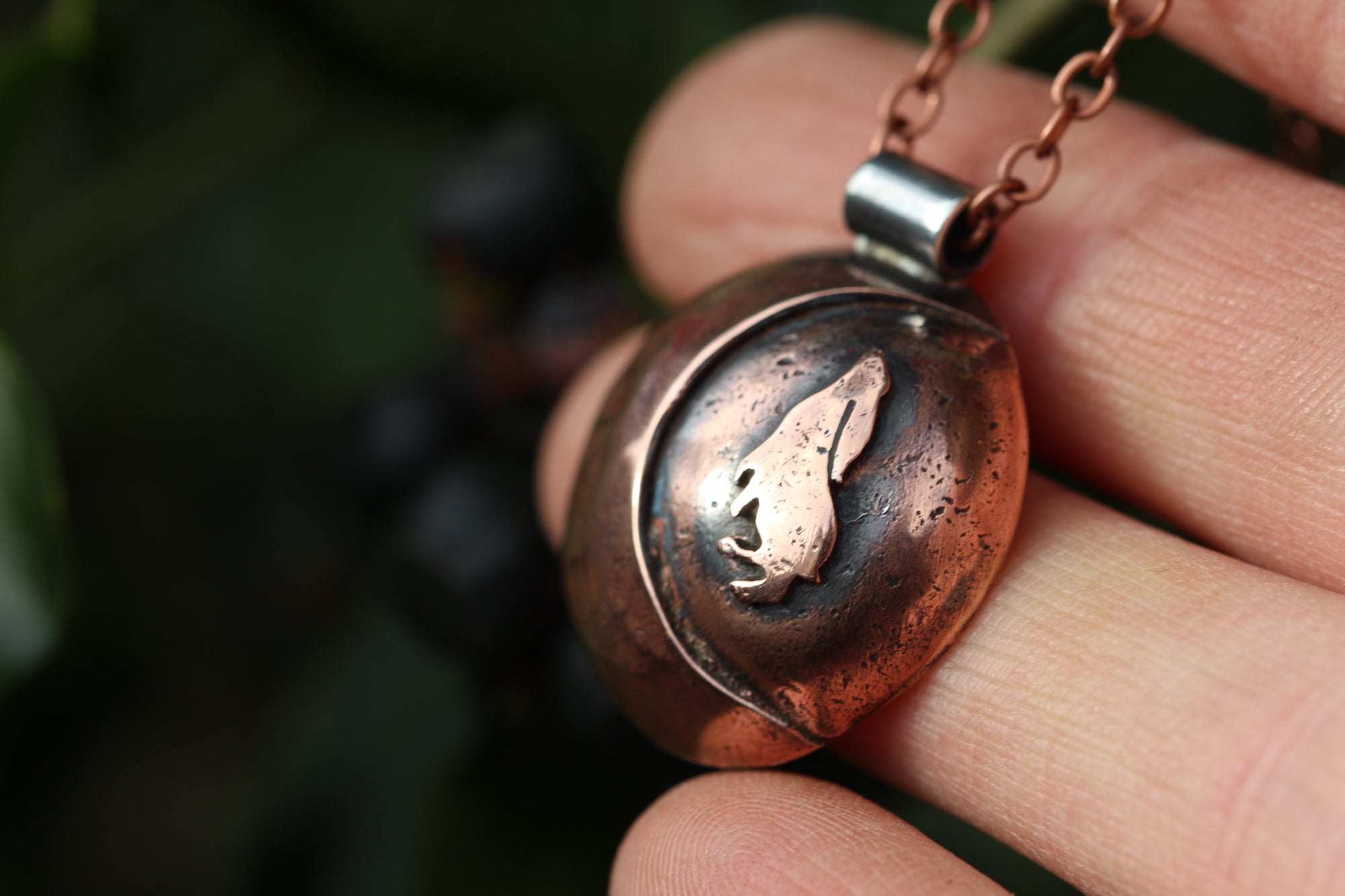 LUNAR FAMILIAR ~ HARE II ~ Handmade Copper & Sterling Silver Necklace