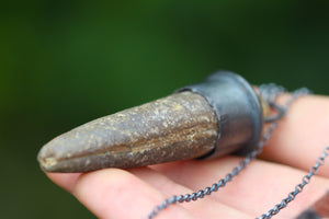 SUMMER STORM - Handmade Fossilised Belemnite Necklace with Yellow Apatite
