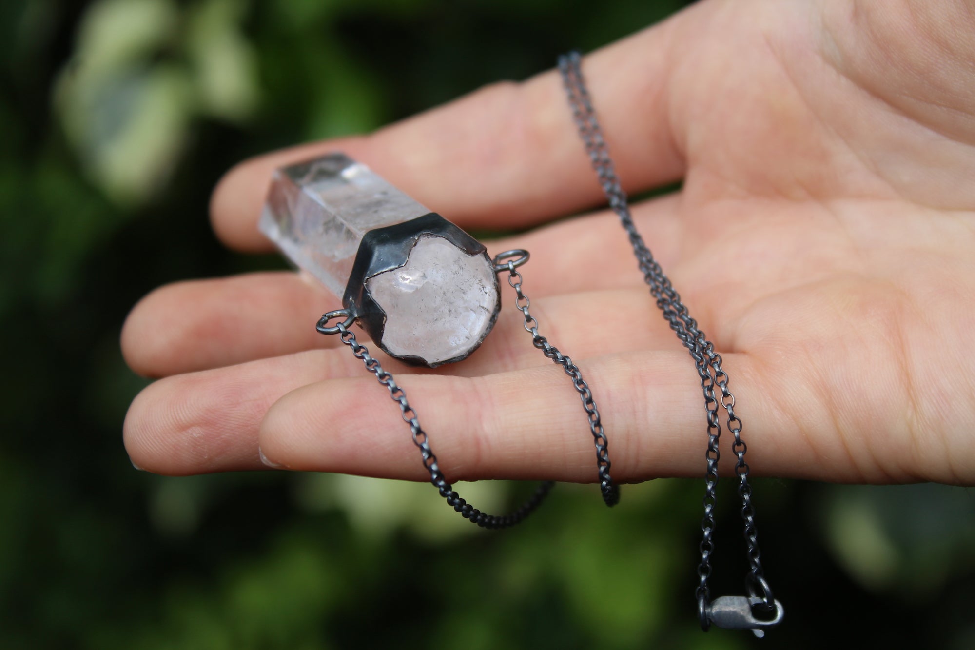 LIGHT KEEPER - Handmade Sterling Silver Necklace with Clear Rainbow Quartz