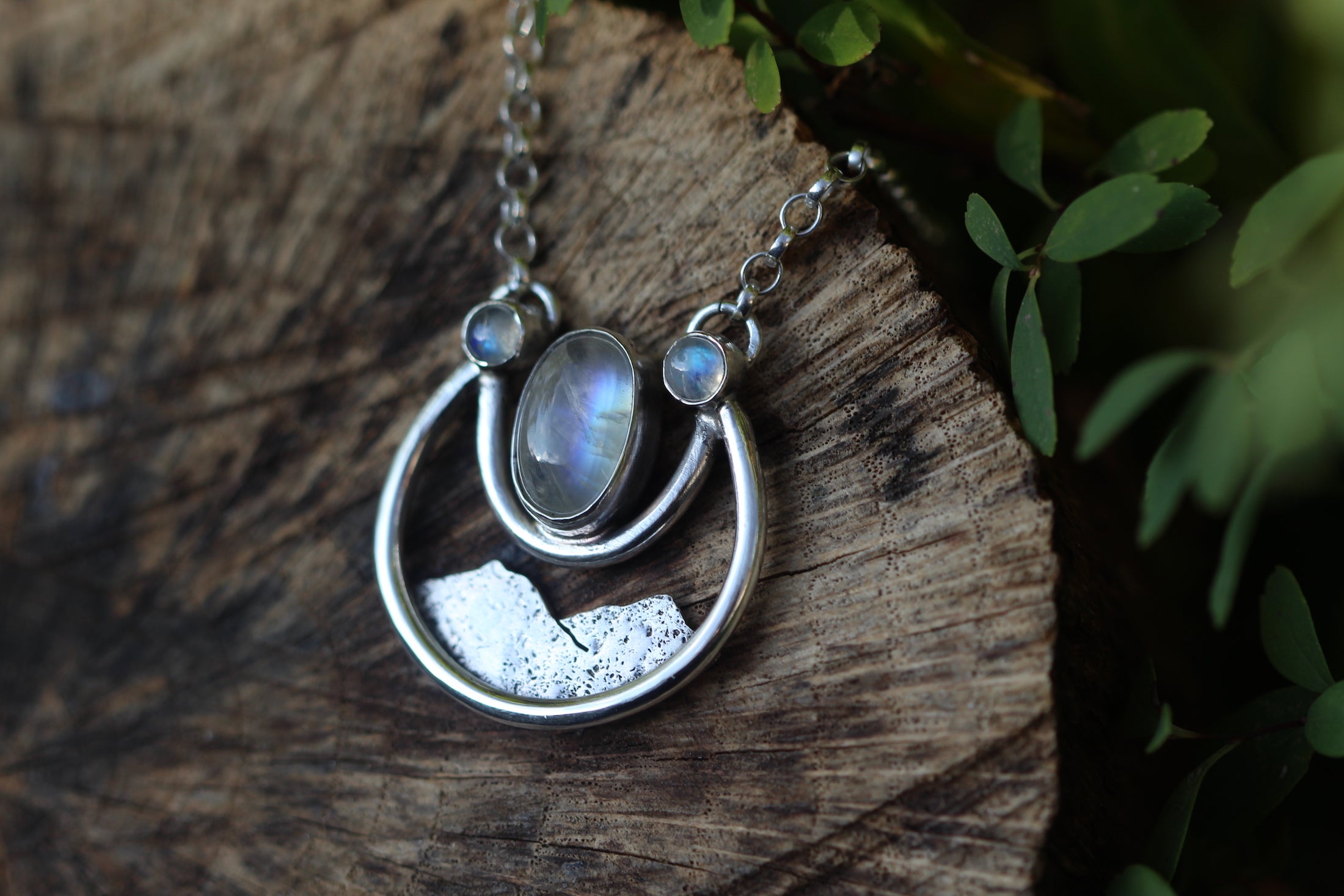 MOONGLOW Sterling Silver & Rainbow Moonstone Necklace