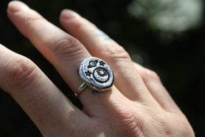 COSMIC MELODY Handmade Recycled Sterling Silver Ring - UK Size O / US 7