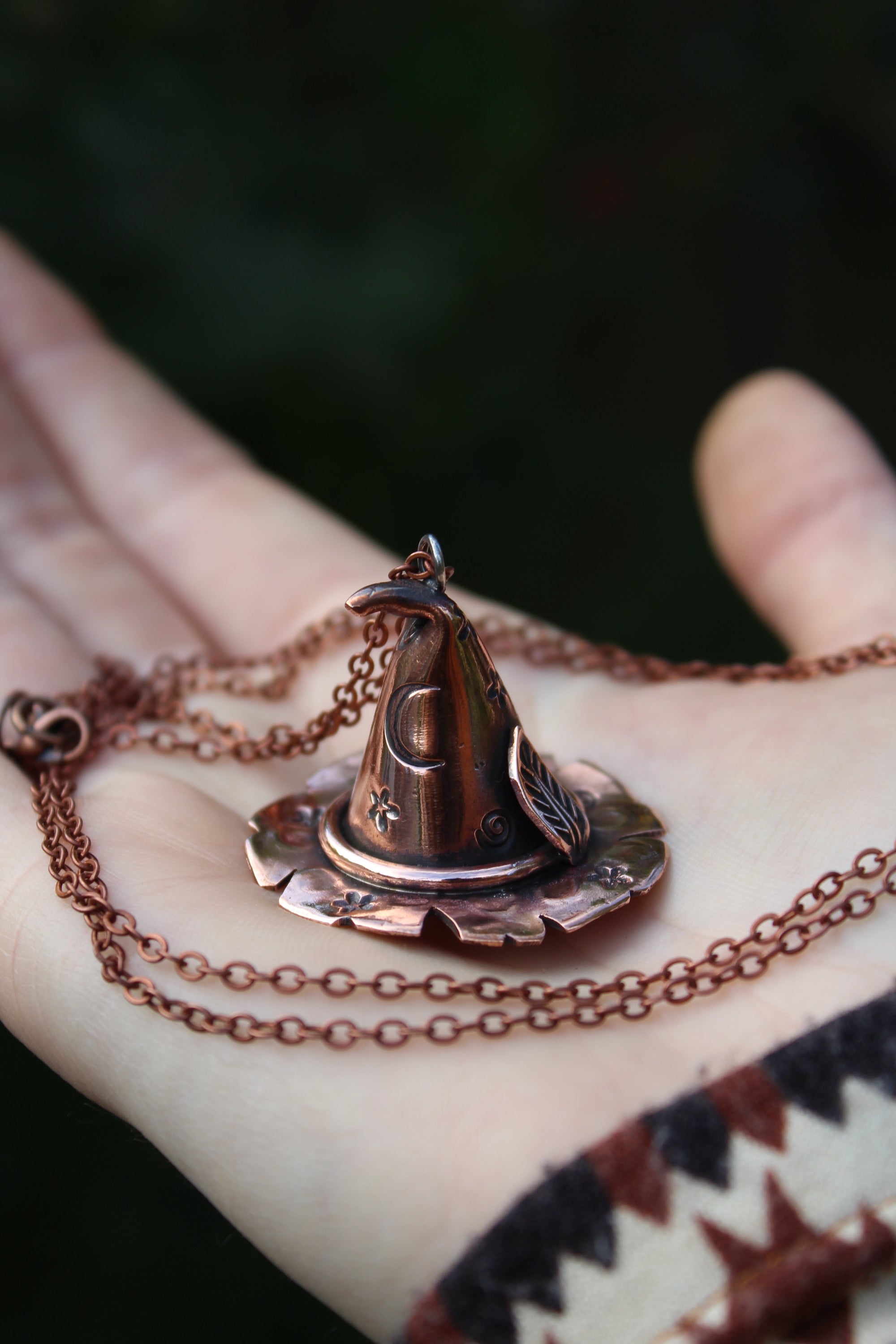 HOCUS POCUS Handmade Copper Witches Hat Necklace