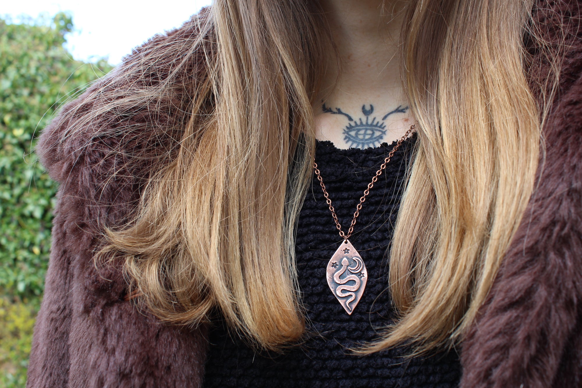 LUNAR SERPENT Handmade Copper Necklace