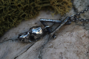 TRANSFORMATIVE FIRE Sterling Silver Bat Skull Necklace