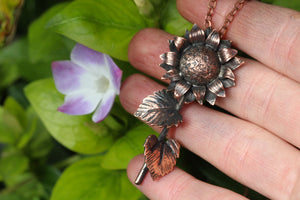 SUNFLOWER Handmade Copper Flower Necklace
