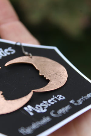 MYSTERIA Handmade Recycled Copper Moon Earrings