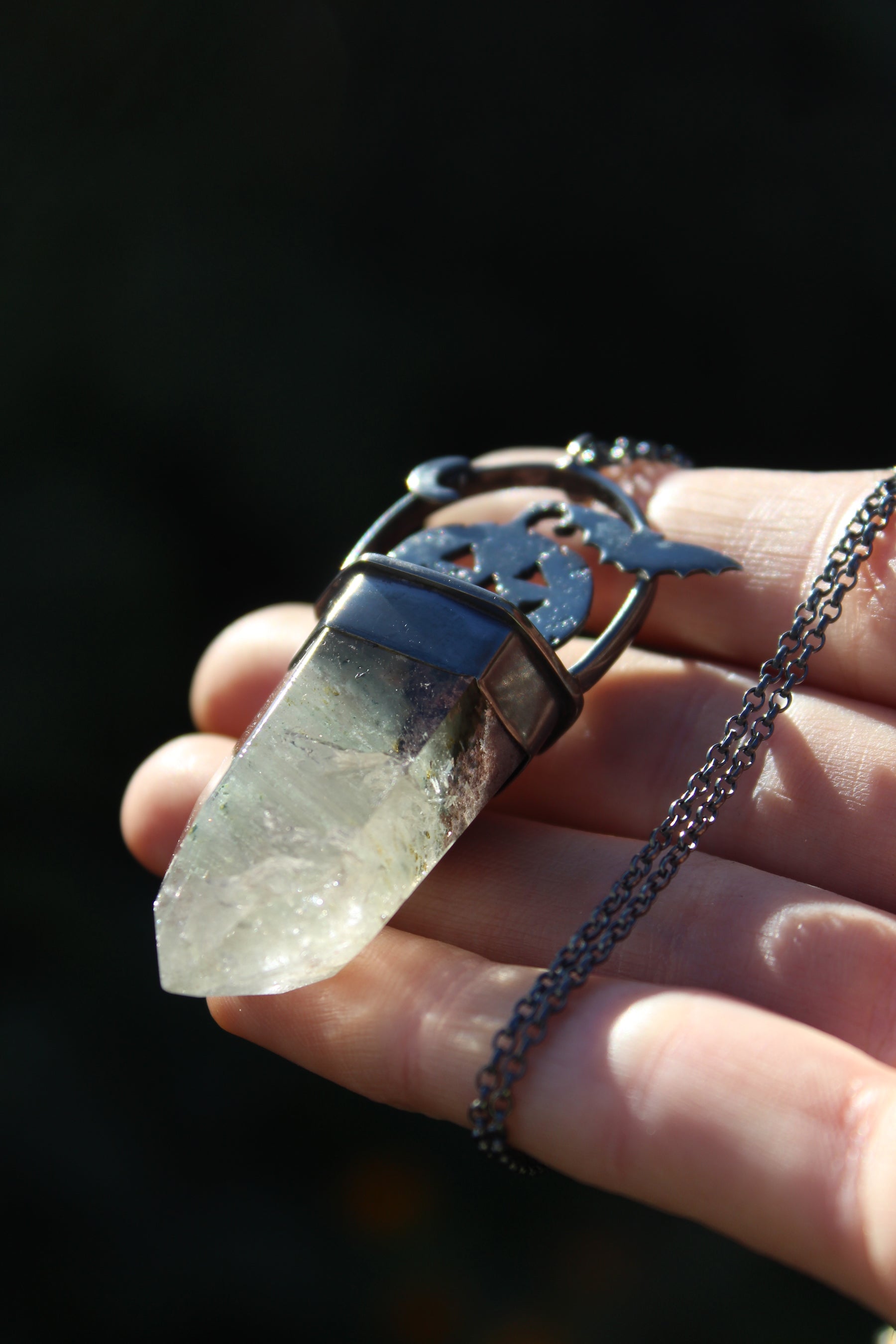 ALL HALLOWS EVE - *One of a Kind* Sterling Silver Necklace with Chlorite included Quartz