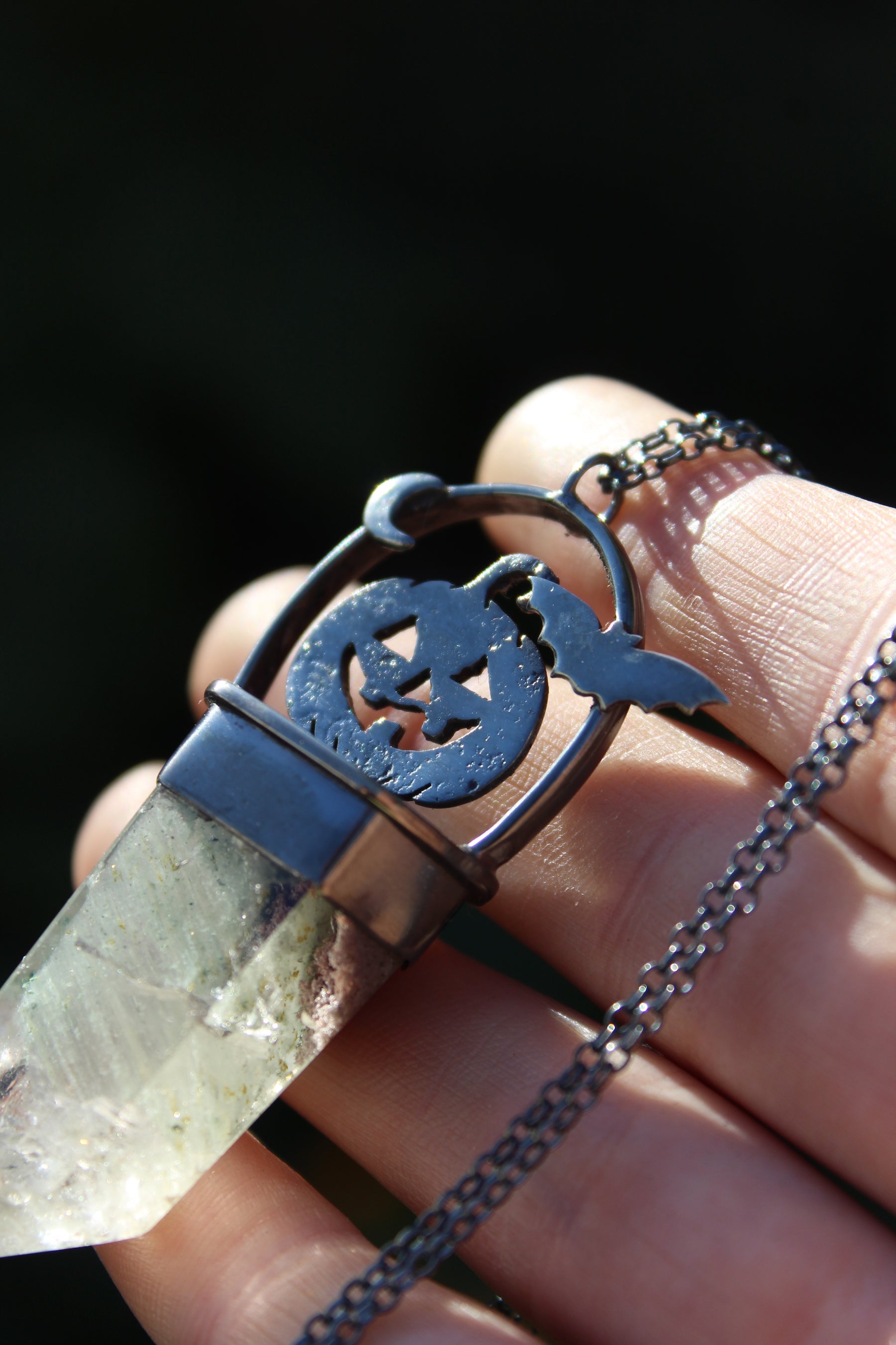 ALL HALLOWS EVE - *One of a Kind* Sterling Silver Necklace with Chlorite included Quartz