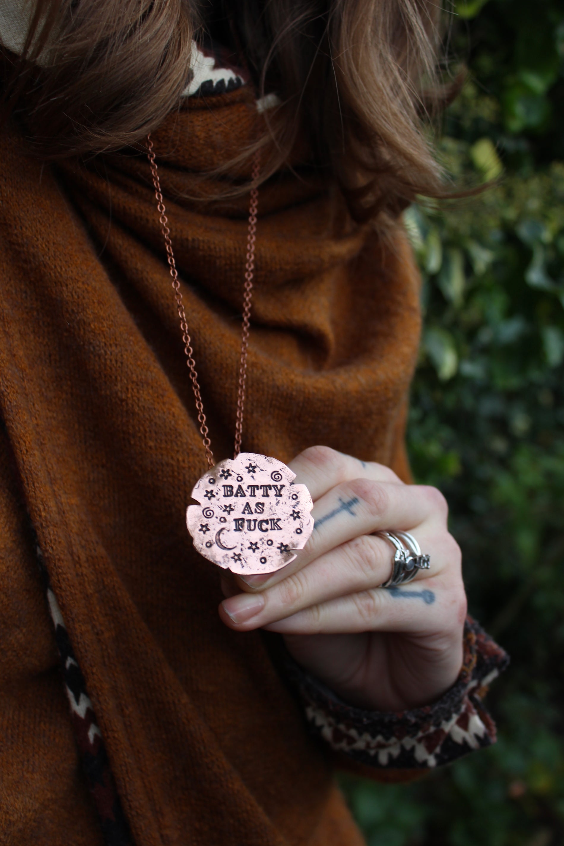 BATTY AS FUCK Handmade Copper Witches Hat Necklace