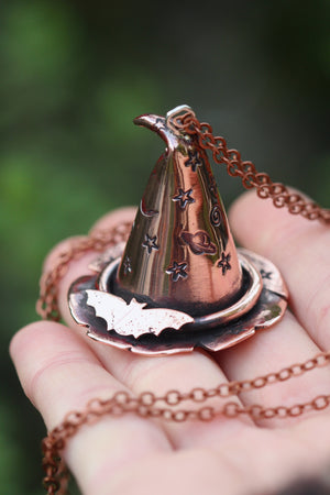 BATTY AS FUCK Handmade Copper Witches Hat Necklace