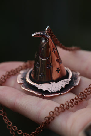 BATTY AS FUCK Handmade Copper Witches Hat Necklace